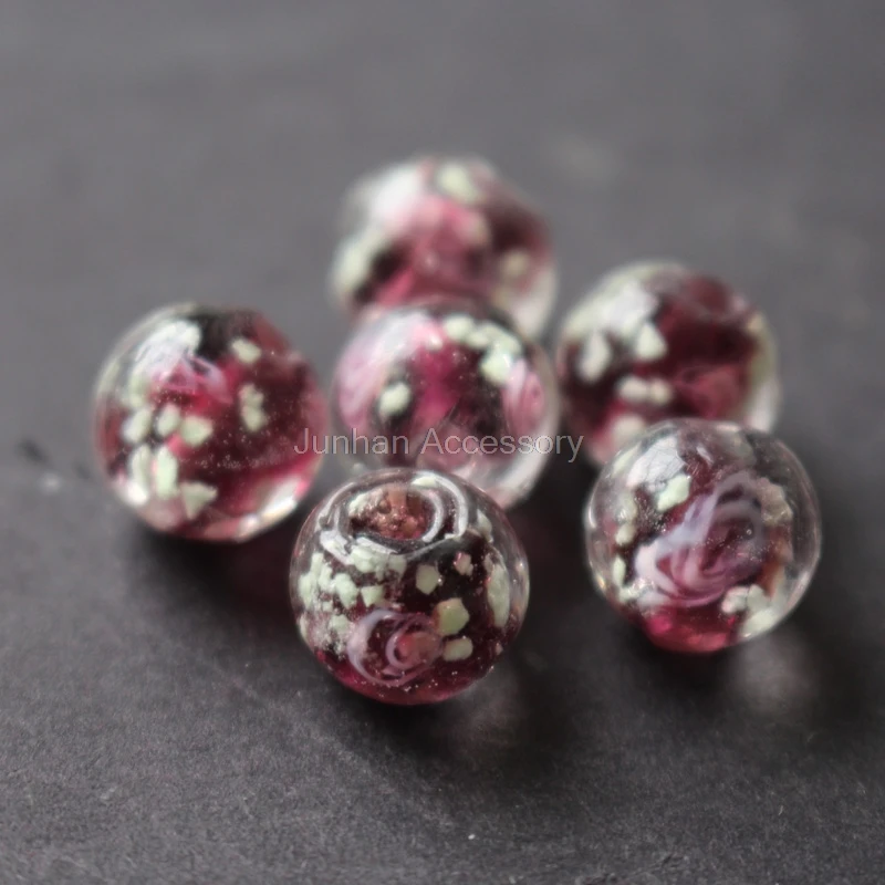 

20Pieces/Lot 8mm 10mm Luminous Lampwork Glass Beads Flower Beads burgundy color jewelry making