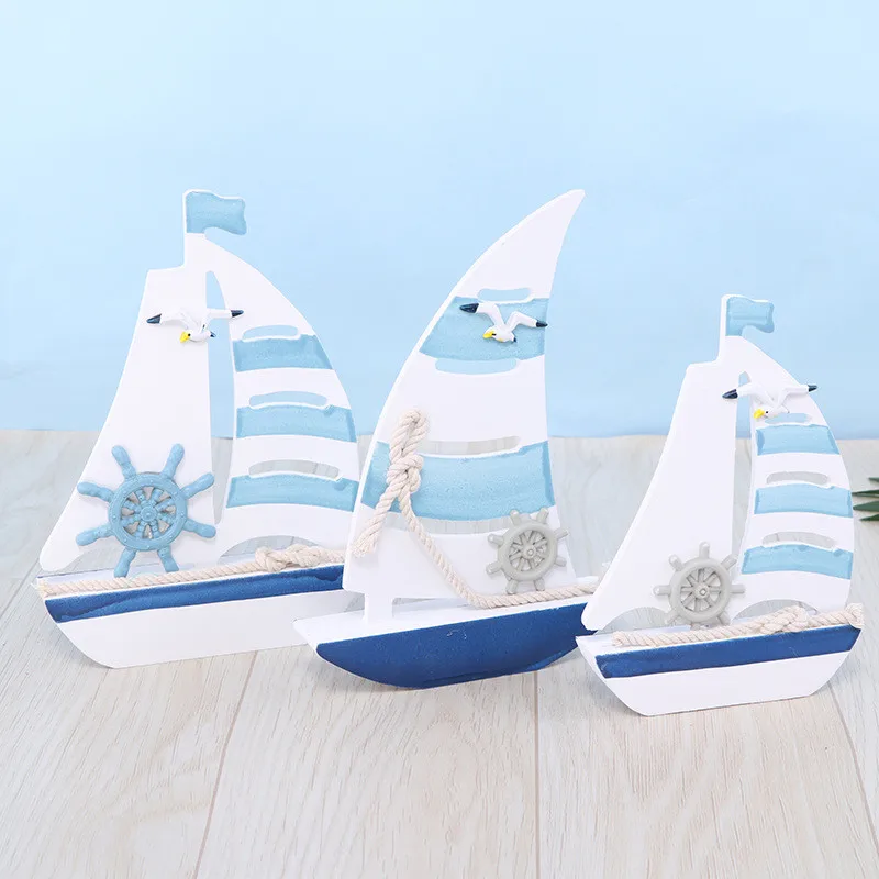 Mediterranean sailing ornaments smooth sailing boat solid marine ship model wedding gifts wood products home decor wall hangings