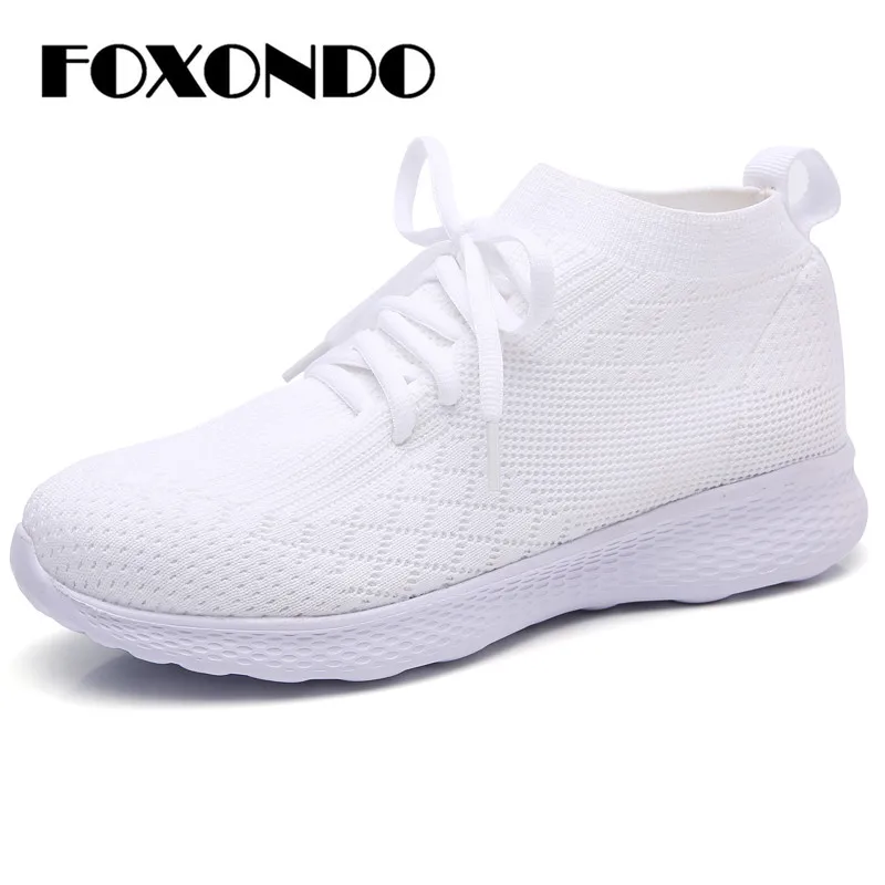 

FOXONDO 2018 Autumu women flats ladies flat sneakers shoes women breathable mesh sneakers women slip on tenis feminino shoes2988