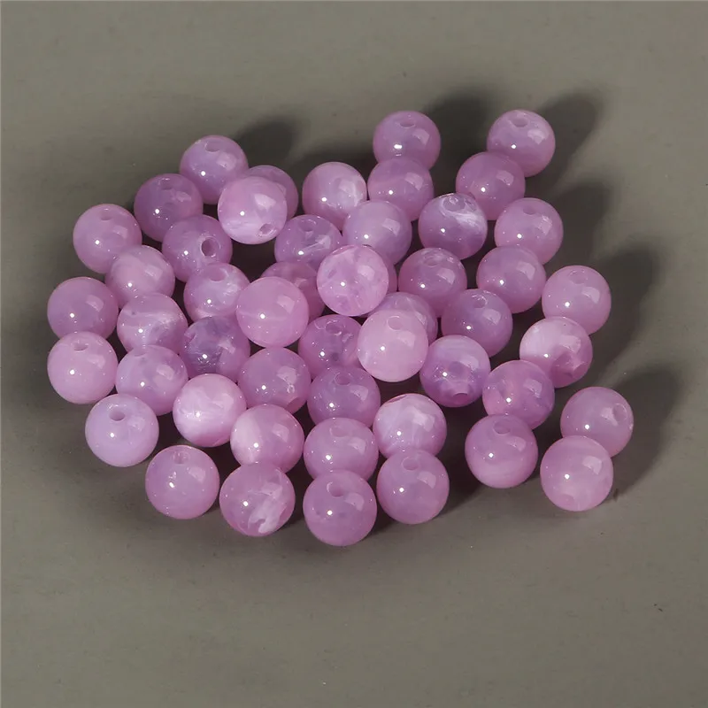 Wholesale 6mm 8mm 10mm Acrylic Clouds Beads Effect Round BEADS Spacer Loose Beads For Jewelry Making DIY Bracelet - Цвет: Light Purple