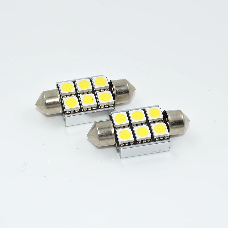 10 шт. 36 мм 6 SMD 5050 Белый купол Festoon CANBUS безошибочный автомобиль 3 светодиодных
