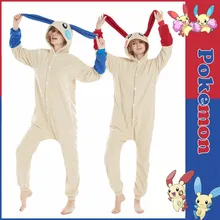 font b Anime b font Pokemon Minun Plusle Pajamas Homewear Daily Home Sleepwear Unisex Blue