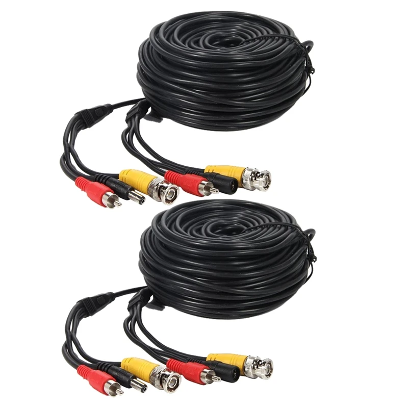 

2 Pcs 50ft security camera video audio power cable wire cord for cctv dvr surveillance system