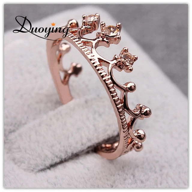 Princess Crown Ring Trendy Jewelry Gold Wedding Engagement Ring For Women