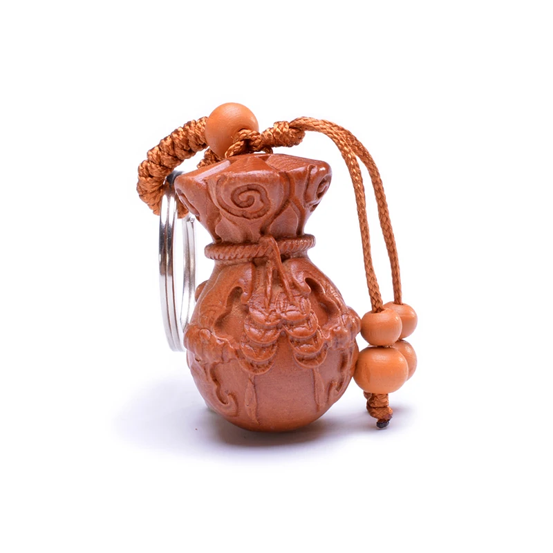 

Mahogany Carving The God of Wealth Chinese Characters Car/Bag/Purse Key Ring Pendant Keychain Amulet Pendant All The Best