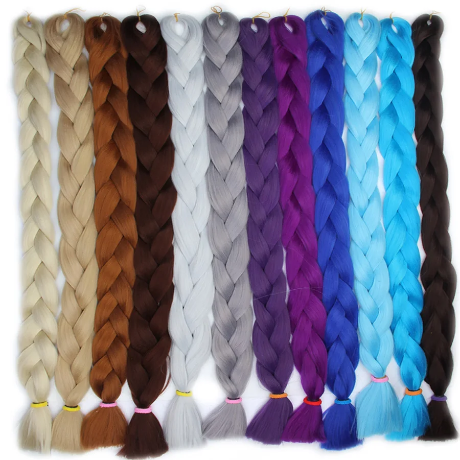 FALEMEI one pcs Kanekalon Braids Crochet Pure Color hair
