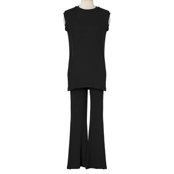 

New arrival women temperament OL two-piece set sexy sleeveless slim basic T-shirt and long pant fashion bouncy cute women set