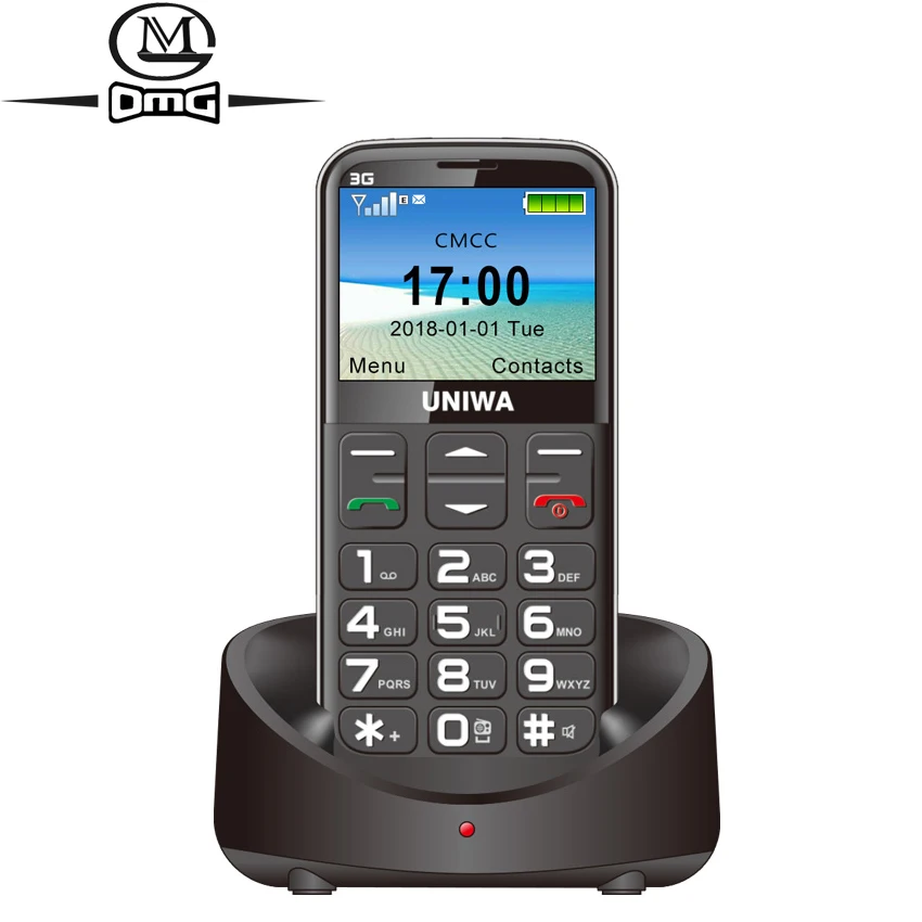 

Russian keyboard 3G Old Man Mobile Phone SOS 1400mAh 2.31" Curved Screen Telephones Singl SIM Flashlight Cell phones Uniwa V808G