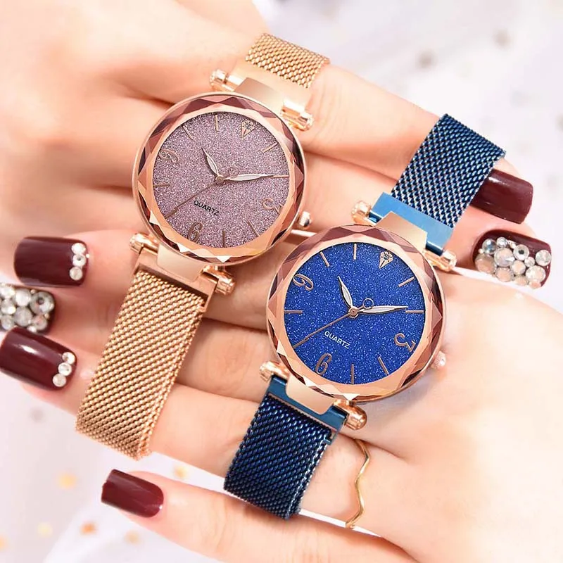 

Starry Sky Women Quartz Watches Magnetic Tephea Matte Geometry Crystal Wristwatches for Girls Luxury Rhinestone Relogio Feminino