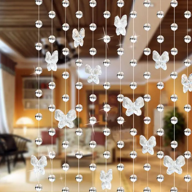 Us 2 41 30 Off Modern Romantic Butterfly Beading Curtain Door Window Curtain Home Room Decorations Length 1m In Blinds Shades Shutters From Home