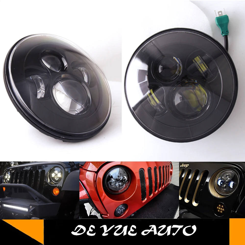 

for 92-01 AM General Hummer H1 H3 H2 7" ROUND LED headlight high low beam head light assembly 75w for Jeep wrangle suzuki jimmy