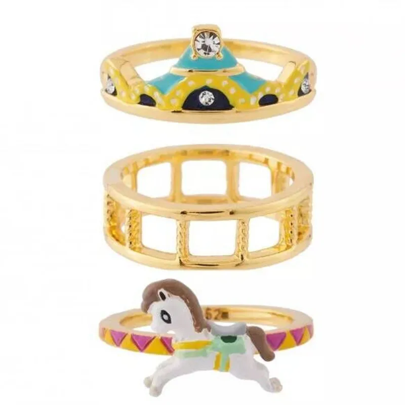 

2018 Amybaby Handmade Fashion Designer Enamel Glaze Trojan horse Womens Ring Jewelry For Party