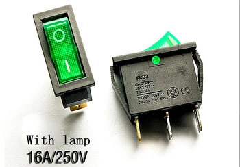 

10PCS Ultra-thin Ship type switch with lamp 3pin 16A/250V 20A/125V KCD3-101NBecome warped board power switch Green