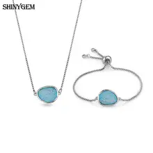 ShinyGem Retro Druzy Stone Jewelry Sets Vintage Silver Color Chain Necklace & Bracelet Sets Natural Stone Jewelry Sets For Women ShinyGem Retro Druzy Stone Jewelry Sets Vintage Silver Color Chain Necklace & Bracelet Sets Natural Stone Jewelry Sets For Women
