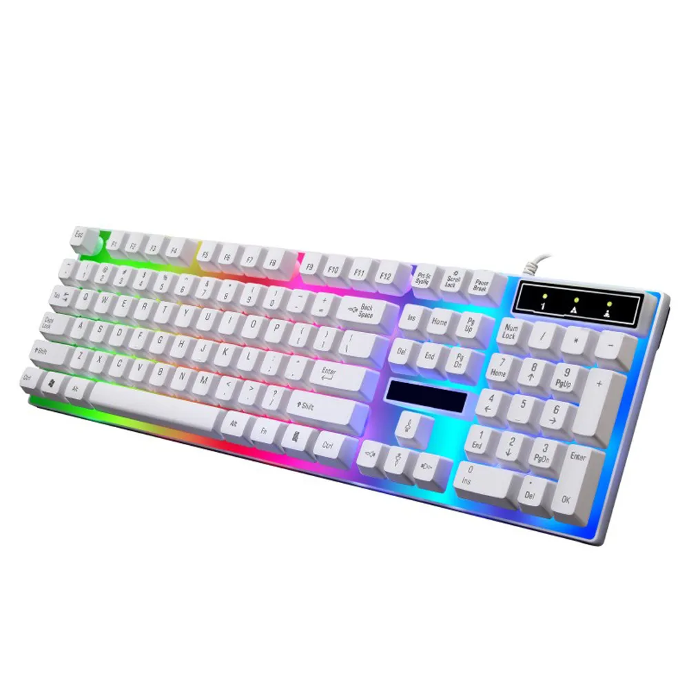 

VOBERRY Wired USB Keyboard Colorful LED Rainbow Waterproof Illuminated Backlight 104Keys Ergonomic Keyboard For Gaming PC Laptop
