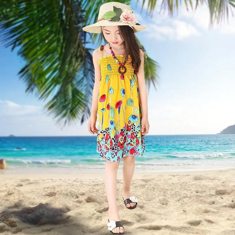 Hot 2016 New Summer 7 Style Girls font b Dress b font Fashion Knee length Beach
