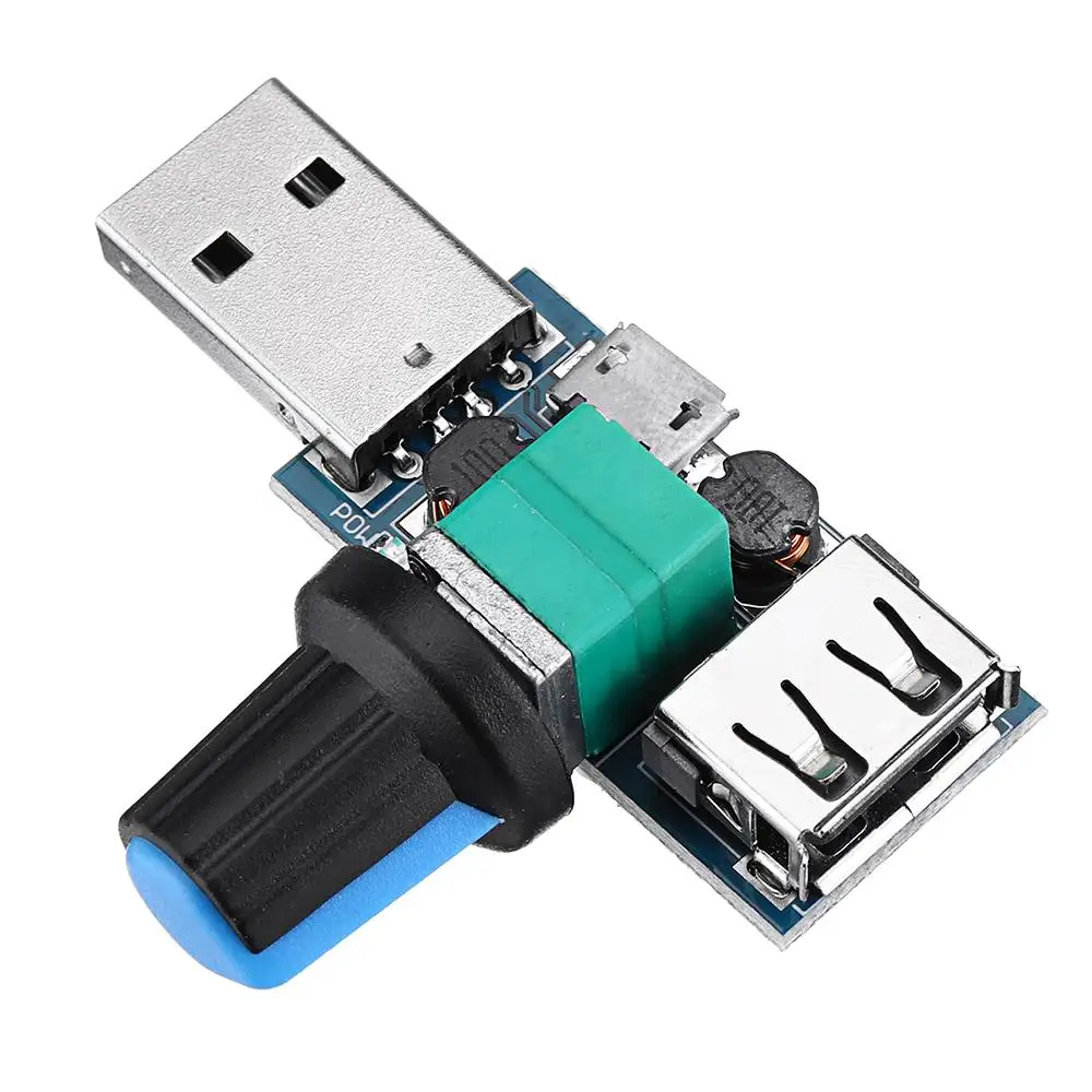Модуль контроллера скорости вентилятора USB, понижающий уровень шума, регулятор регулировки постоянного тока 4-12 В