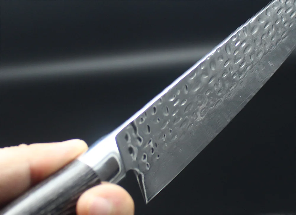 8-дюймовый PRO японский Дамаск поваров Ножи высокоуглеродистой VG10 Нержавеющая сталь измельчитель мороженого мяса изысканный молотком Пособия по кулинарии ножей