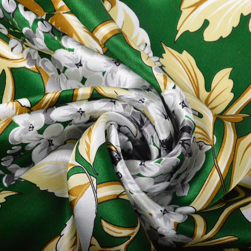 [BYSIFA] Осень Зеленый женский шелковый шарф весна зима модные аксессуары Бренд Цветочный Дизайн Женские квадратные шарфы обертывания Echarpe