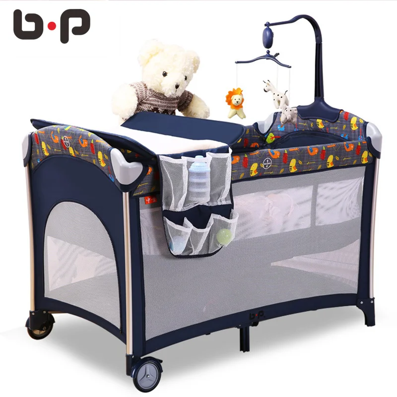 

Bp folding multifunctional baby bed fashion portable game bed bb child bed cradle bed with roller