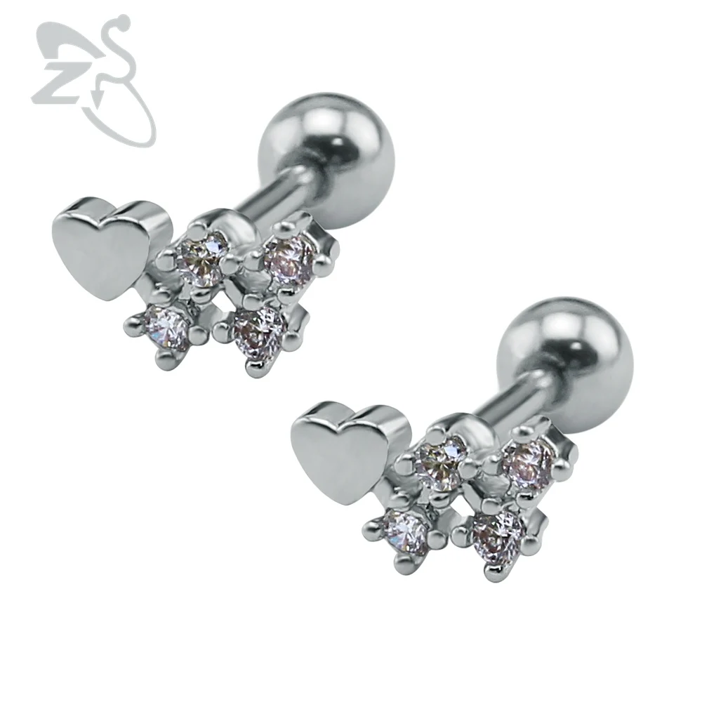 

2017 Romantic Heart Shape Ear Studs Crystal Stainless Steel Ear Earrings Piercing Brincos Bijoux Women Female Best Gift Jewelry