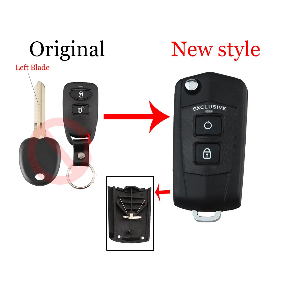 

GORBIN 2Buttons Folding Flip Remote Key Shell Blank left Blade for HYUNDAI SANTA FE Remote SV 2006-2010 With Battery Holder