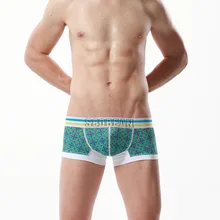 Горячее предложение! Распродажа! Бренд SEOBEAN Green flower Мужское нижнее белье для геев хлопок Мужские сексуальные трусы-боксеры мужские трусы с заниженной талией оптом