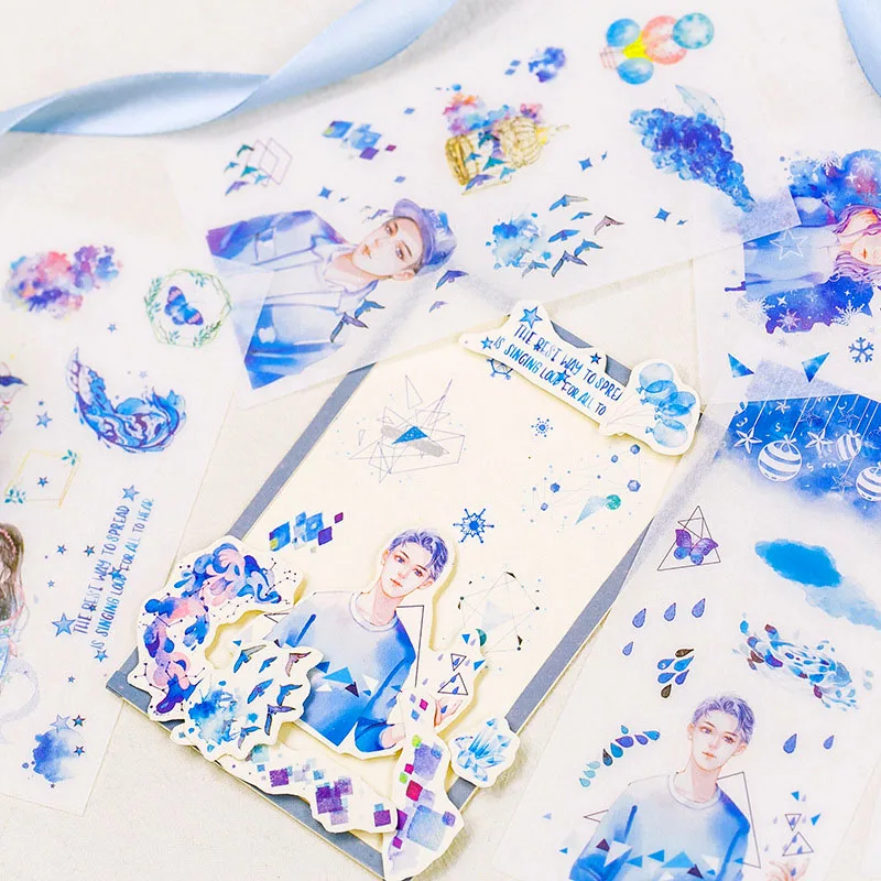 

Children Creative Cartoon Kawaii Bullet Diary Sticker Gift Laptop Suitcase Guitar Refrigerator Fresh Watercolor Card Newspaper