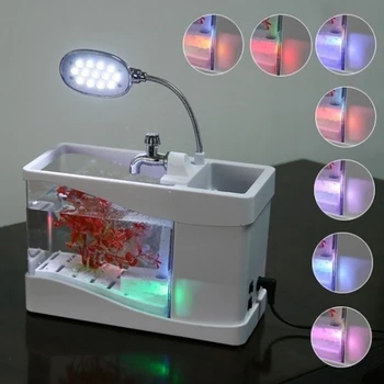 

Superior Mini Fish Tank USB Desktop Lamp Light Colorful LED Aquarium White Home Decoration H8072W (Color White) [NF] FG
