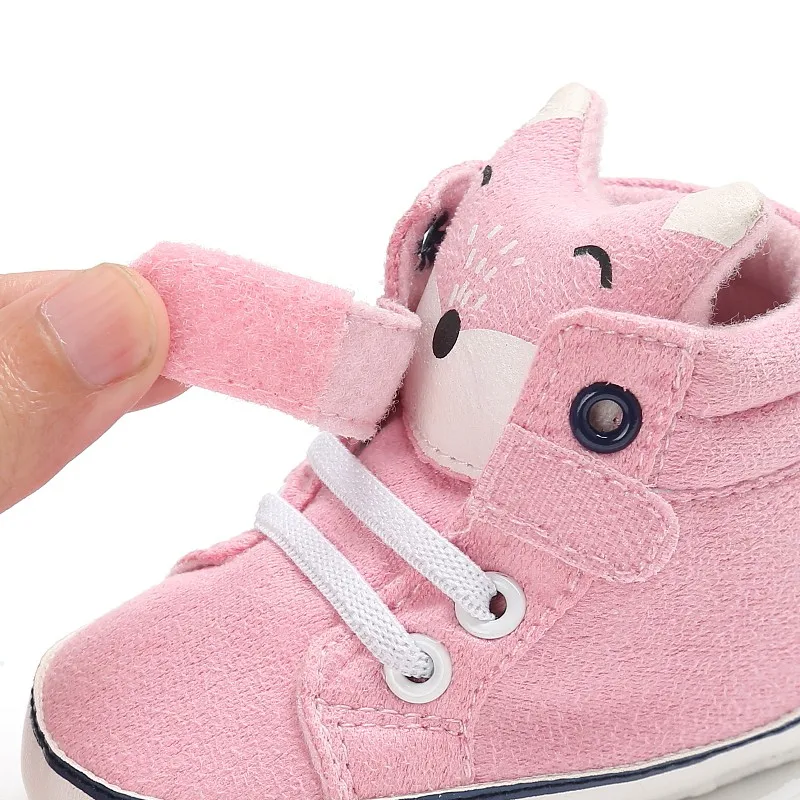 1 пара осенней обуви для малышей детские кроссовки для мальчиков и девочек с лисьим носком и кружевом, из хлопчатобумажной ткани, для первых шагов, с нескользящей мягкой подошвой, для малышей, y13