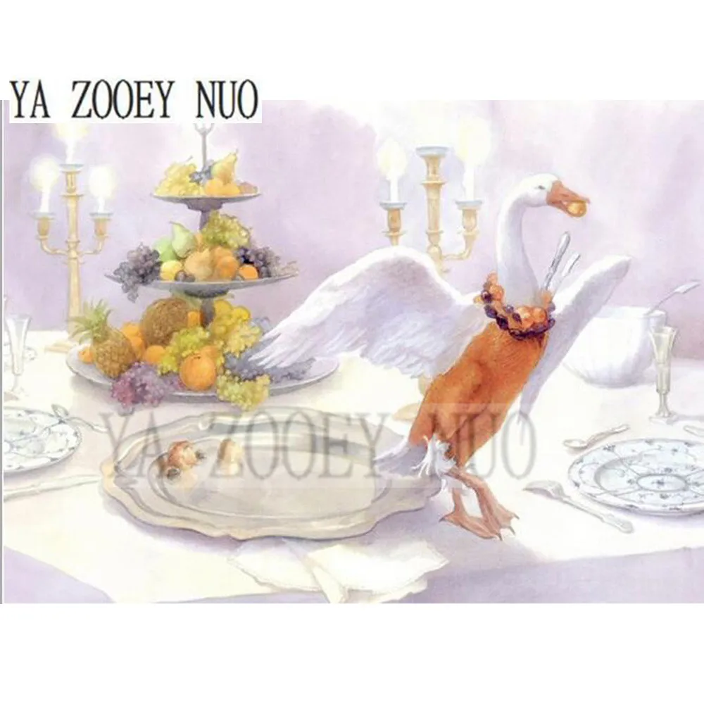 

YA ZOOEY NUO New 5D DIY diamond painting cross stitch Home Decor diamond embroidery mosaic Swan to eat dinner decor gift KL768