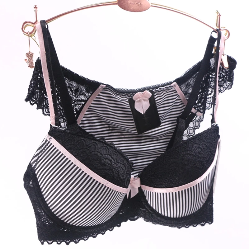 34,36,38,40,42,44 Black Push Up Bra Set ABC Cups Sujetador Encaje Polyester Underwear Women Sexy Panties And Bra Sets DE0037