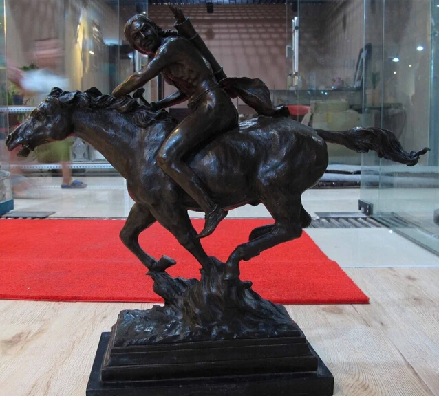 

USPS to USA S0191 Western Art Decor Bronze Copper Marble Base Mason Ride Horse Statue Sculpture