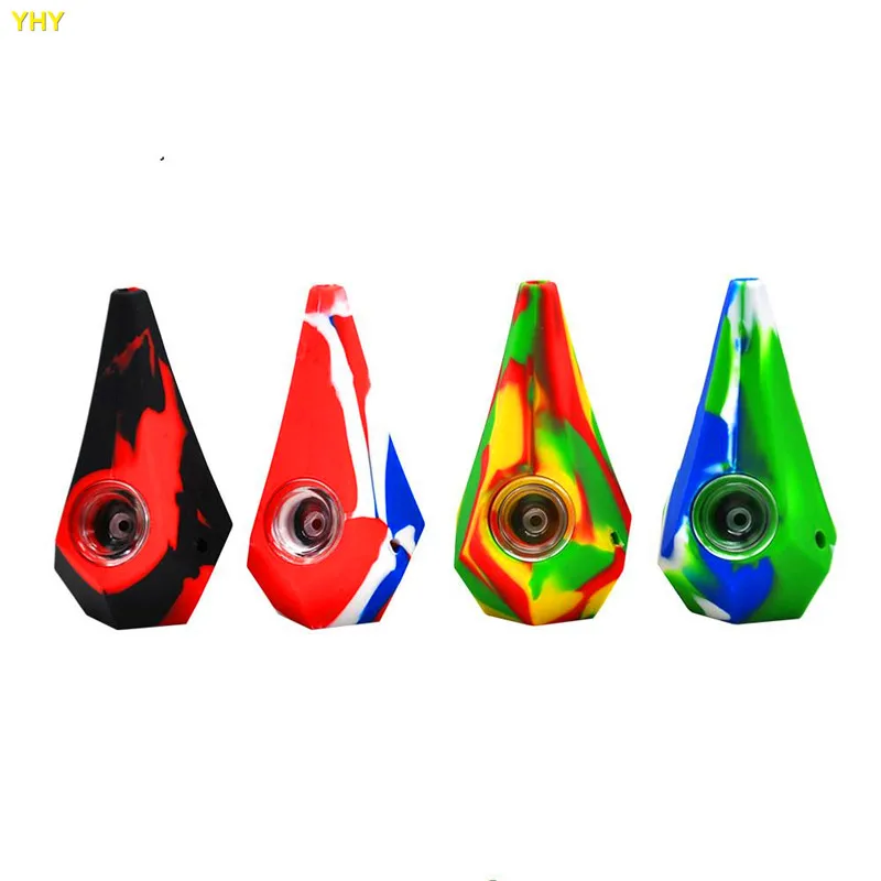 Creative Silicone Oil Burner Dab Pipes Smoking Pipes Multi-function Dry Herb Wax Tobacco Pipes with Pipe Screens 4 Inch05