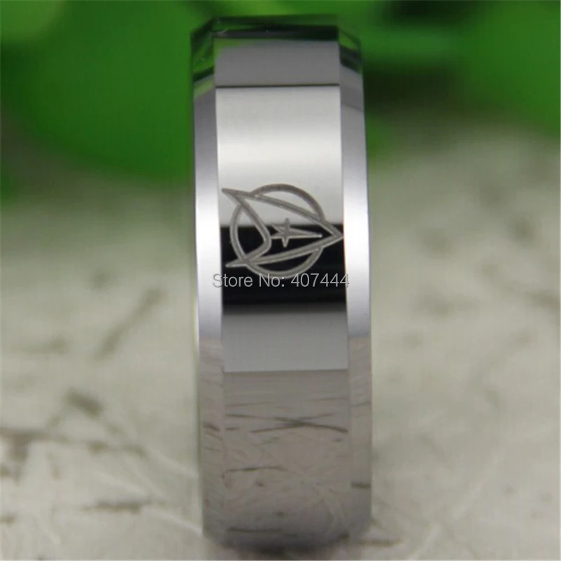 free shipping usa uk canada russia brazil hot sales 8mm silver bevel star trek design mens - Star Trek Wedding Ring free shipping usa uk canada russia brazil hot sales 8mm silver bevel star trek design mens - Star Trek Wedding Ring