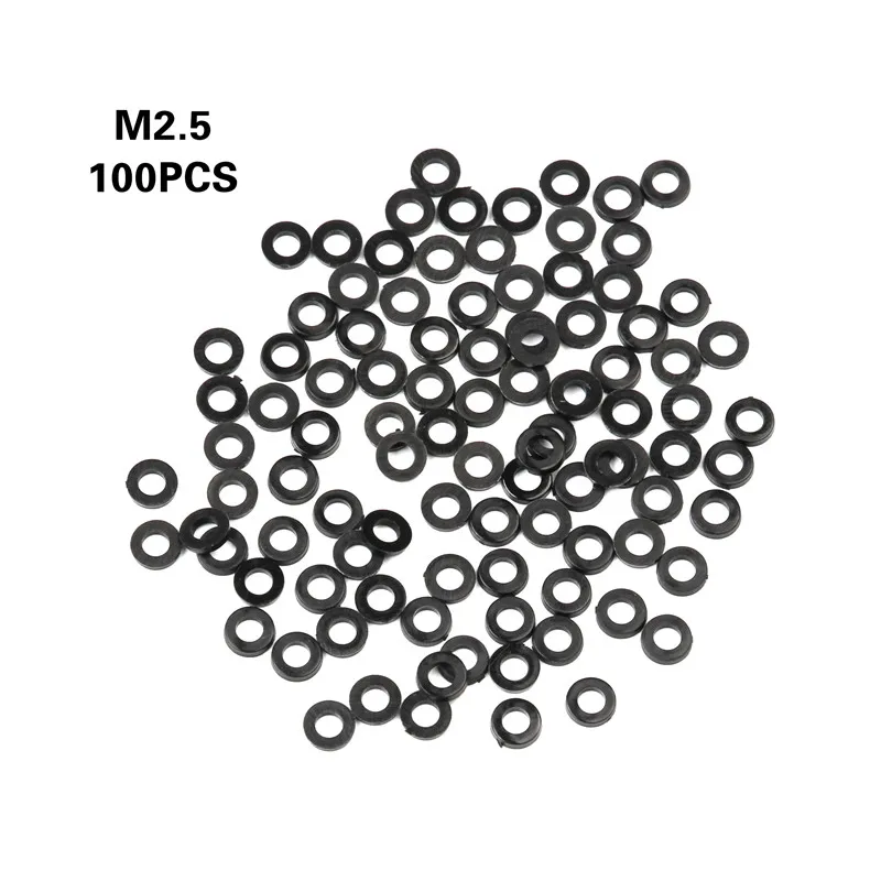 100 шт. M2 M2.5 M3 M4 M5 M6 M8 черная пластиковая нейлоновая шайба с покрытием плоская прокладка шайба прокладка