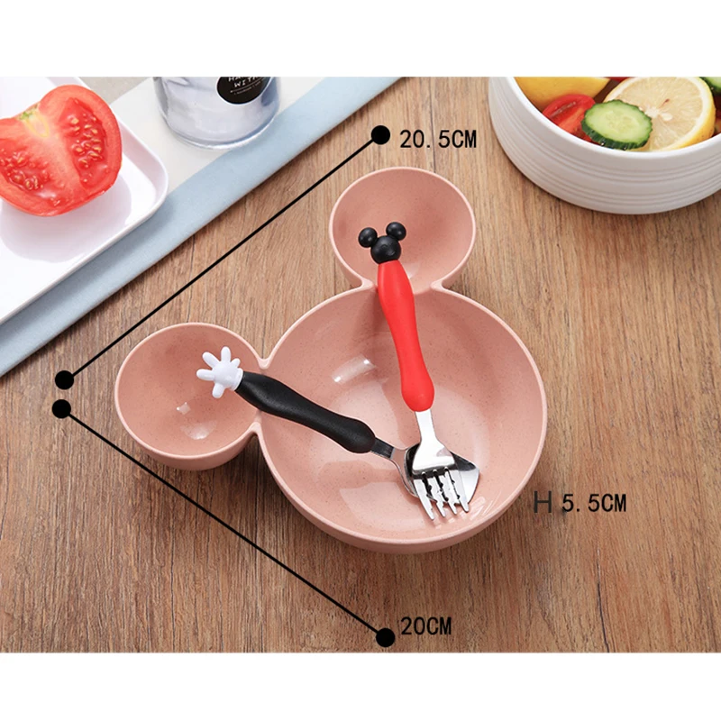 Qshare Bamboo 3PCS Baby Wheat Tableware Feeding Mickey Dishes Infant Bowl Kid Plate Food Feeding Dinnerware Set for Children Qshare Bamboo 3PCS Baby Wheat Tableware Feeding Mickey Dishes Infant Bowl Kid Plate Food Feeding Dinnerware Set for Children
