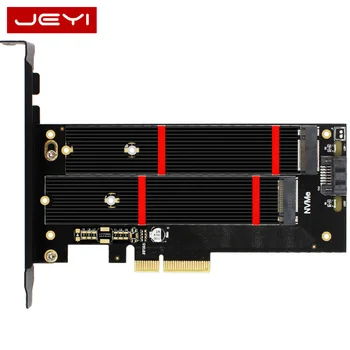 

JEYI SK6 Plus M.2 NVMe SATA SSD Heatsink heat sink TO PCIE X4 CARD M Key B Key dual Port PCI Express3.0 2230-22110 All Size M.2