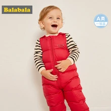 Balabala/детский стеганый комбинезон без рукавов на молнии для маленьких мальчиков и девочек, Пуховый комбинезон для новорожденных, цельный комбинезон с открытыми плечами