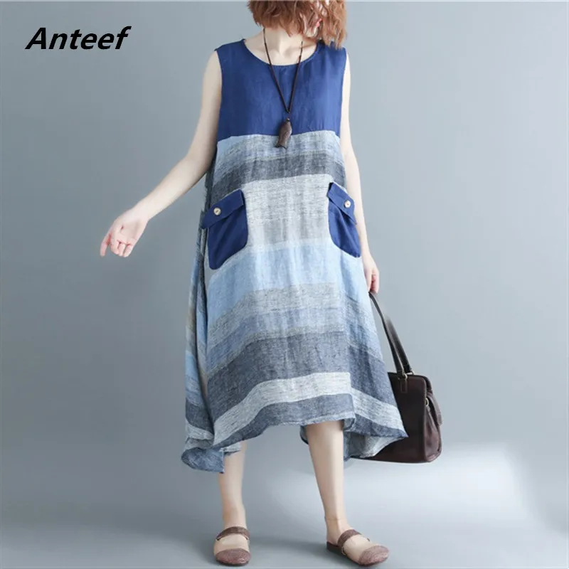 

cotton linen vintage plus size women casual loose long summer dress elegant clothes 2019 ladies dresses streetwear sundress