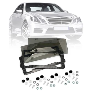 

2018 1 Set Carbon Fiber License Plate Frames Slim Car Licence Plate Holder Covers CSL88