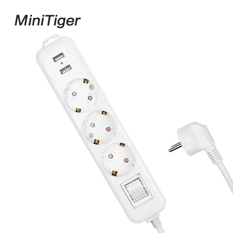 Minitiger Мощность ленты двойной USB зарядка Порты и разъёмы 3 EU переменного тока