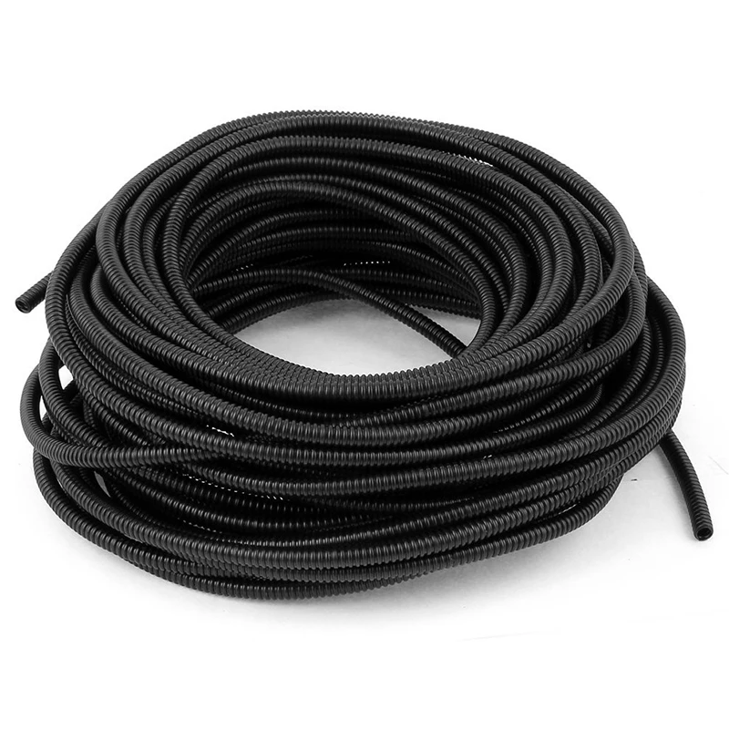 

MYLB-6mmx7mm Dia Flexible Corrugated Conduit Tube Pipe Hose Black 21M
