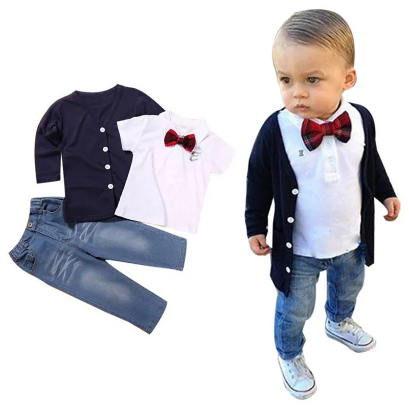 

1Set Kids Baby Boys Long Sleeve T-Shirt Tops+Coat+Pants Clothes Outfits toddler boy clothes vetement enfant fille kids clothes