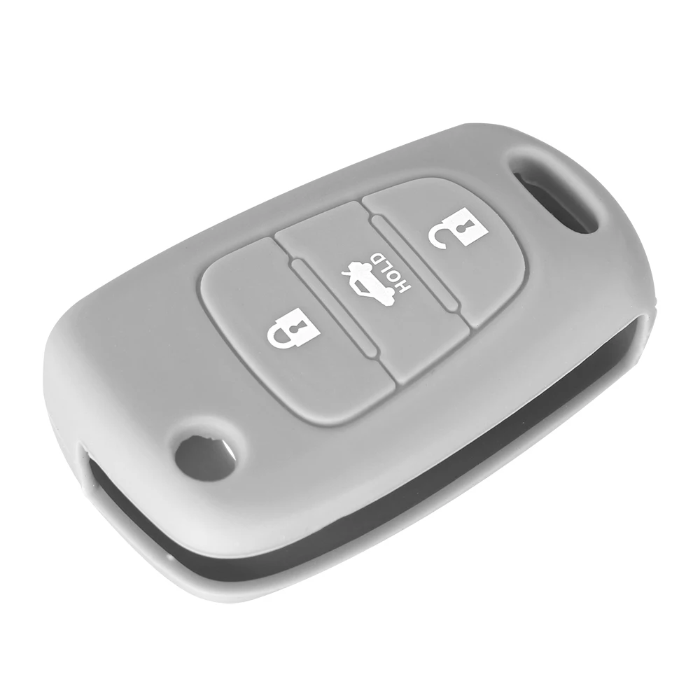 KEYYOU 10X3 кнопки силиконовый чехол для дистанционного ключа автомобиля чехол для hyundai i20 i30 i35 iX20 iX35 ix30 для KIA K2 K5 Sportage Sorento - Название цвета: grey