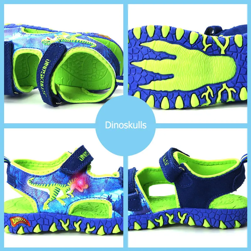 Dinoskulls Boys Sandals Light Up Led Summer Kids Shoes 3D Dinosaur Leather Children Beach Sandals 2019 Anti-Slip Glowing Shoes Dinoskulls Boys Sandals Light Up Led Summer Kids Shoes 3D Dinosaur Leather Children Beach Sandals 2019 Anti-Slip Glowing Shoes