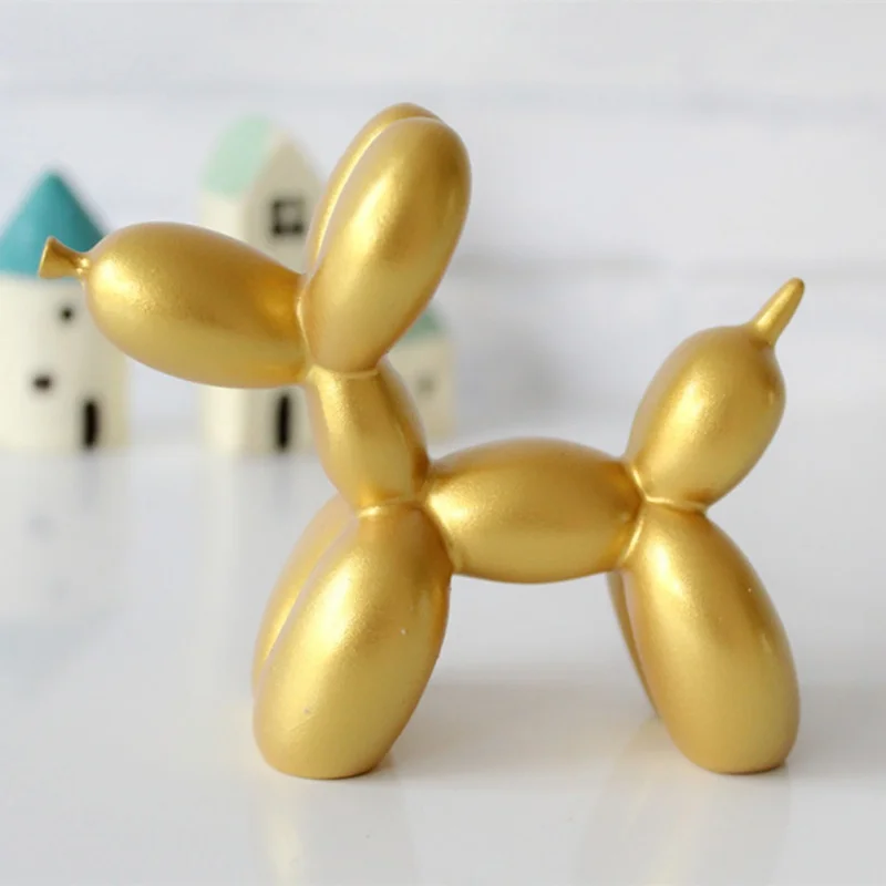 buy Cute Small Balloon dog Resin Crafts Sculpture Gifts Fashion Cake baking Home Decorations Party Dessert Desktop Ornament 5 Colors