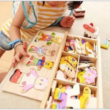 Медвежонок изменить одежда детская раннее образование деревянные головоломки туалетный игра ребенка деревянные игрушки головоломки