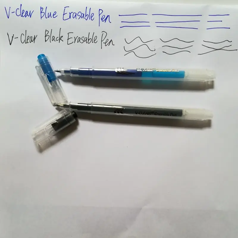 VCLEAR 0,7 мм магический стержень со стираемыми чернилами, ручка для письма, канцелярские принадлежности для офиса, школьные принадлежности, 2 шт, синие, черные, гелевые стираемые ручки