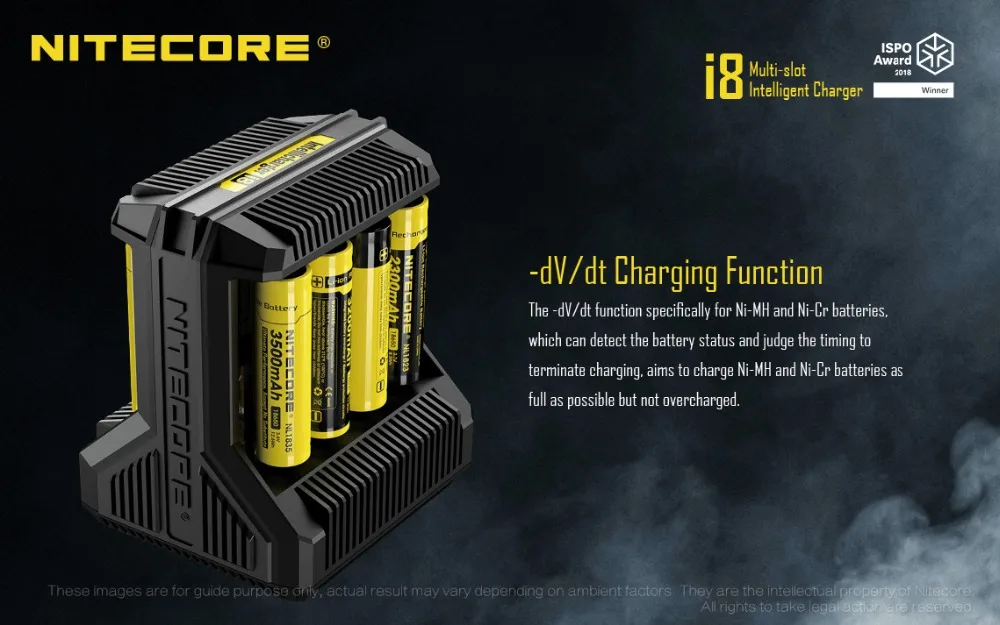 Nitecore i8 интеллектуальные Зарядное устройство 8 всего Слоты 4A Выход Smart Зарядное устройство для IMR18650 16340 10440 AA AAA 14500 26650 и устройство USB